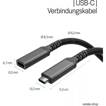 S CONN Flexline USB-C pagarinājuma kabelis, USB-C vīrišķais uz USB-C sievišķo, USB 3.2 Gen 2, 100W PD, 4K@60Hz, tekstila pinums, 1,5m, melns FL31-74006