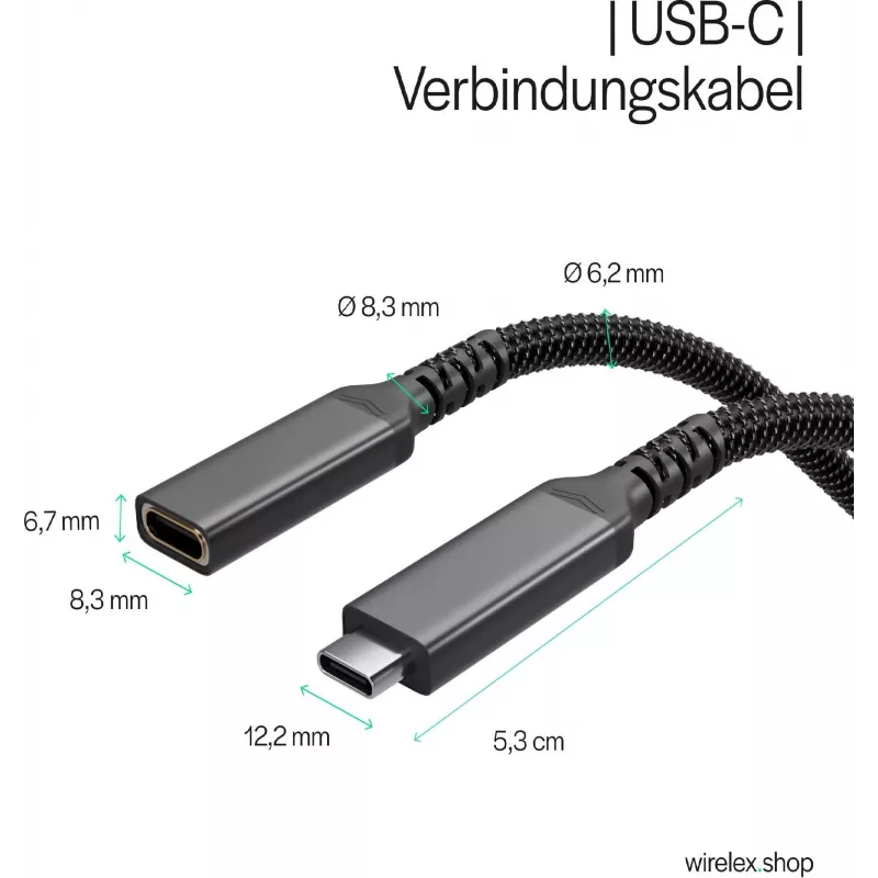S CONN Flexline USB-C pagarinājuma kabelis, USB-C vīrišķais uz USB-C sievišķo, USB 3.2 Gen 2, 100W PD, 4K@60Hz, tekstila pinums, 1,5m, melns FL31-74006