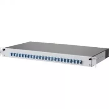 METZ CONNECT 1502697424-E Cat.6A ekranēts 24 portu 1U patch panelis, bez instrumenta IDC, gaiši pelēks