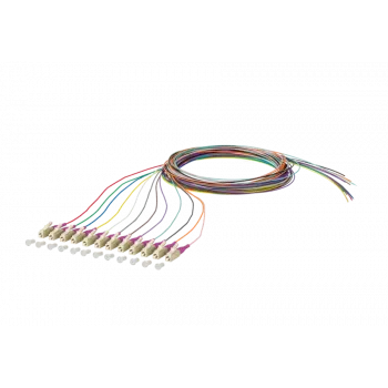 METZ CONNECT 150N1JO0020E OM4 daudzmodu optiskās šķiedras savienojuma kabelis, 12x LC duplex, 2 m, 50 µm kodols, daudzkrāsu
