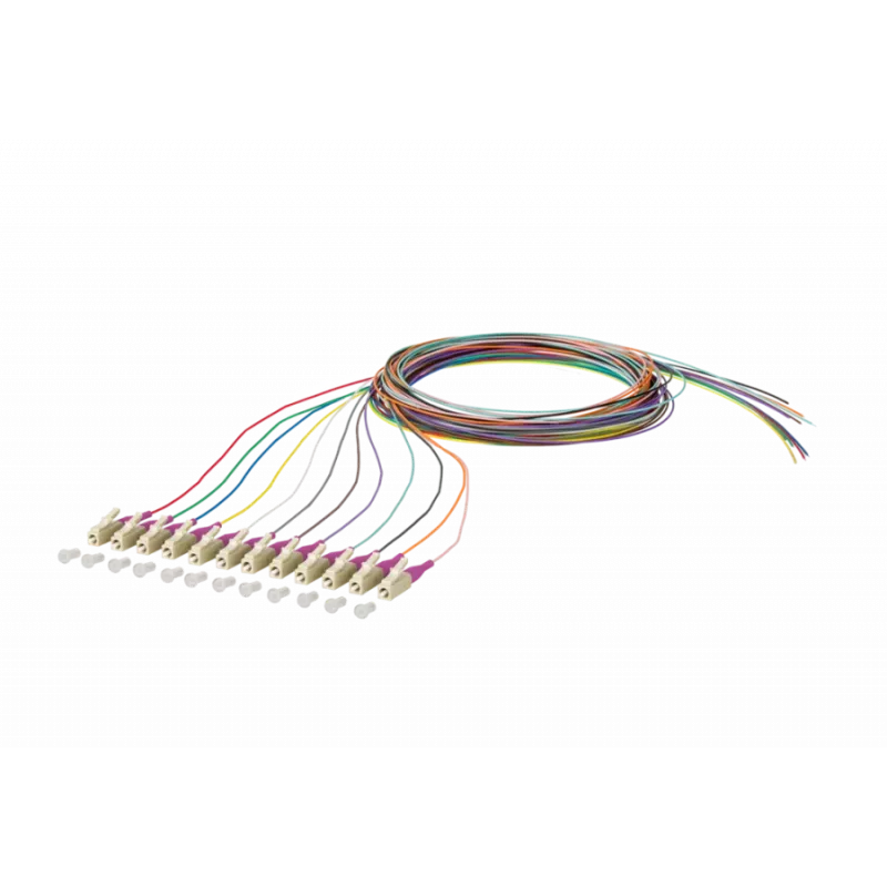 METZ CONNECT 150N1JO0020E OM4 daudzmodu optiskās šķiedras savienojuma kabelis, 12x LC duplex, 2 m, 50 µm kodols, daudzkrāsu