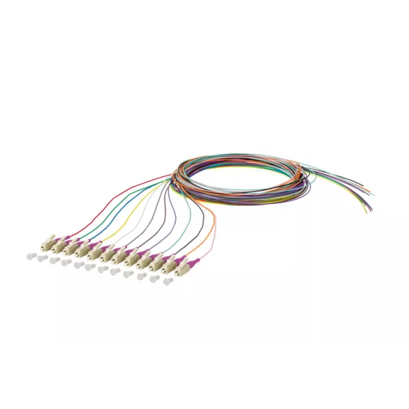METZ CONNECT 150N1JO0020E OM4 daudzmodu optiskās šķiedras savienojuma kabelis, 12x LC duplex, 2 m, 50 µm kodols, daudzkrāsu