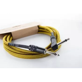 Cordial 14776 instrumenta kabelis 6,3 mm mono jack uz 6,3 mm mono jack, 3 m, melns/dzeltens tekstils
