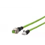 METZ CONNECT 142M4D25050 M12 industriālais Ethernet tīkla kabelis, CAT 5e S/UTP, 5 m, zaļš PUR apvalks, izturīgs pret skābēm/ozonu/UV, saderīgs ar vilkšanas ķēdēm