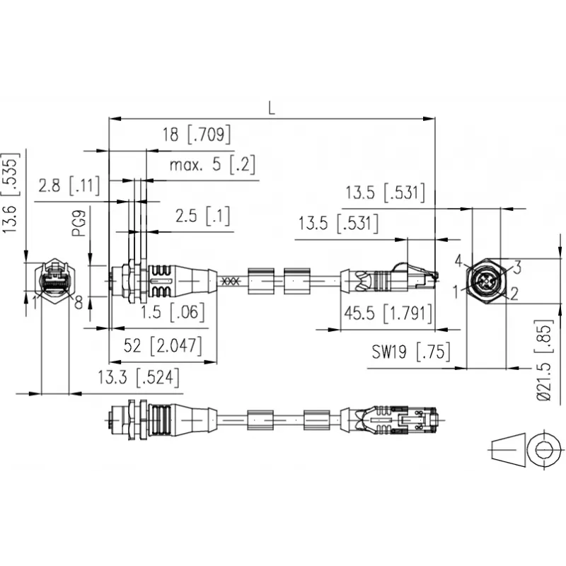 METZ CONNECT 142M4D25050 M12 industriālais Ethernet tīkla kabelis, CAT 5e S/UTP, 5 m, zaļš PUR apvalks, izturīgs pret skābēm/ozonu/UV, saderīgs ar vilkšanas ķēdēm