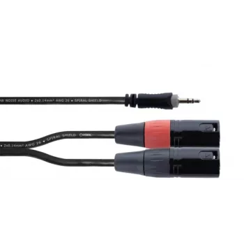 Cordial EY 1 WMM XLR Y-adaptera kabelis, 3,5 mm TRS uz 2x XLR vīrišķo, 1 m, OFC, spirālveida ekrāns, melns 14870