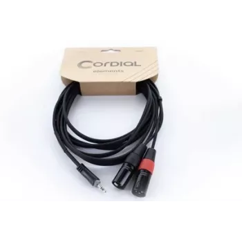 Cordial EY 1 WMM XLR Y-adaptera kabelis, 3,5 mm TRS uz 2x XLR vīrišķo, 1 m, OFC, spirālveida ekrāns, melns 14870