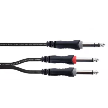 Cordial 14876 Audio Y-adaptera kabelis 6,3 mm stereo jack uz 2x 6,3 mm mono jack 1 m melns