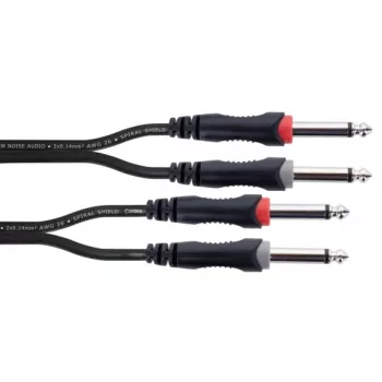 Cordial 14846 Twin Mono Jack Audio Cable 6m Black - Dual 6.3mm TS to Dual 6.3mm TS