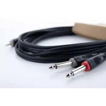 Cordial 14863 audio Y-adaptera kabelis, 3,5 mm TRS jack uz 2x XLR male, 0,3 m, PVC, melns