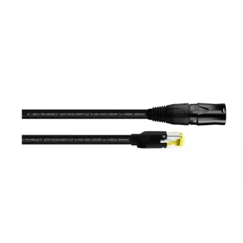 Cordial 15550 CAT 5e S/UTP tīkla kabelis, 5 m, melns PUR apvalks, RJ45, Gigabit Ethernet, industriāls un āra
