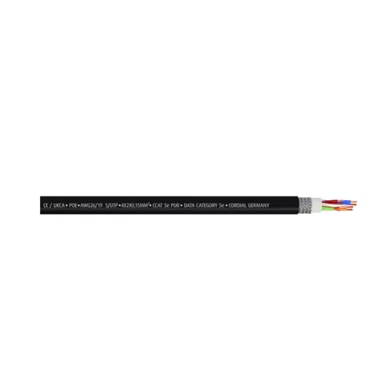 Cordial 15550 CAT 5e S/UTP tīkla kabelis, 5 m, melns PUR apvalks, RJ45, Gigabit Ethernet, industriāls un āra