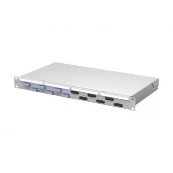 METZ CONNECT VIK 6xSC-D OS2 optiskās šķiedras patch panelis, 1U, 12 šķiedras, vienmoda, gaiši pelēks 150450E206-F