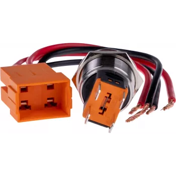 JOY-IT BUTTON22C-M-RD poga ar momentāno kontaktu 250V AC 15A SPST NO IP67 IK10 sarkana
