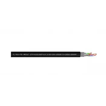 Cordial 15582 RJ45 tīkla kabelis, CAT 7a S/FTP savienojuma kabelis, 15,00 m, melns, PUR apvalks