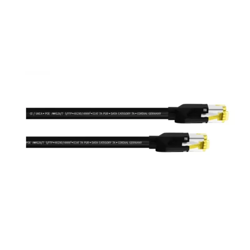 Cordial 15582 RJ45 tīkla kabelis, CAT 7a S/FTP savienojuma kabelis, 15,00 m, melns, PUR apvalks