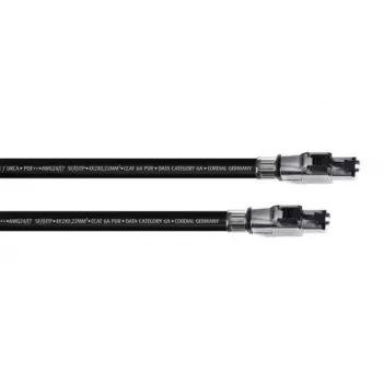 Cordial 15610 RJ45 tīkla kabelis, patch kabelis CAT 6a SF/UTP 2,00 m melns PUR apvalks 1 gab.