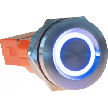 JOY-IT Button22T-01 poga ar fiksāciju, sarkans/zils LED, 22mm, IP68, IK10