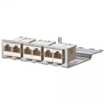 METZCONNECT BTR E-DATmodul 6x88 1U CAT6 patch panelis ar 6 ekranētiem RJ45 moduļiem, iebūvētu kabeļu pārvaldību un stiepes atslogošanu 130922-03-E