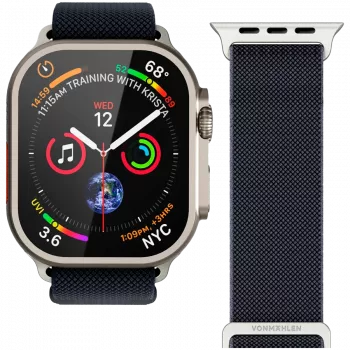 VONMÄHLEN Classic Nylon Loop pulksteņa siksniņa Apple Watch 44/45/46/49mm, tumši zila, viens izmērs