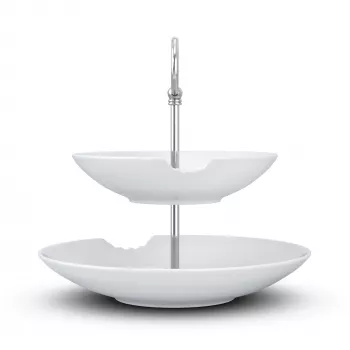 FIFTYEIGHT PRODUCTS BHS FIFTYEIGHT Food-Tempel 2 līmeņu dziļais šķīvis ar kodi (T023501) - 2 gab. porcelāna bļodu komplekts, 500 ml, balts