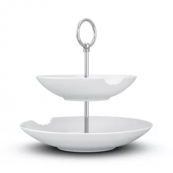 FIFTYEIGHT PRODUCTS BHS FIFTYEIGHT Food-Tempel 2 līmeņu dziļais šķīvis ar kodi (T023501) - 2 gab. porcelāna bļodu komplekts, 500 ml, balts