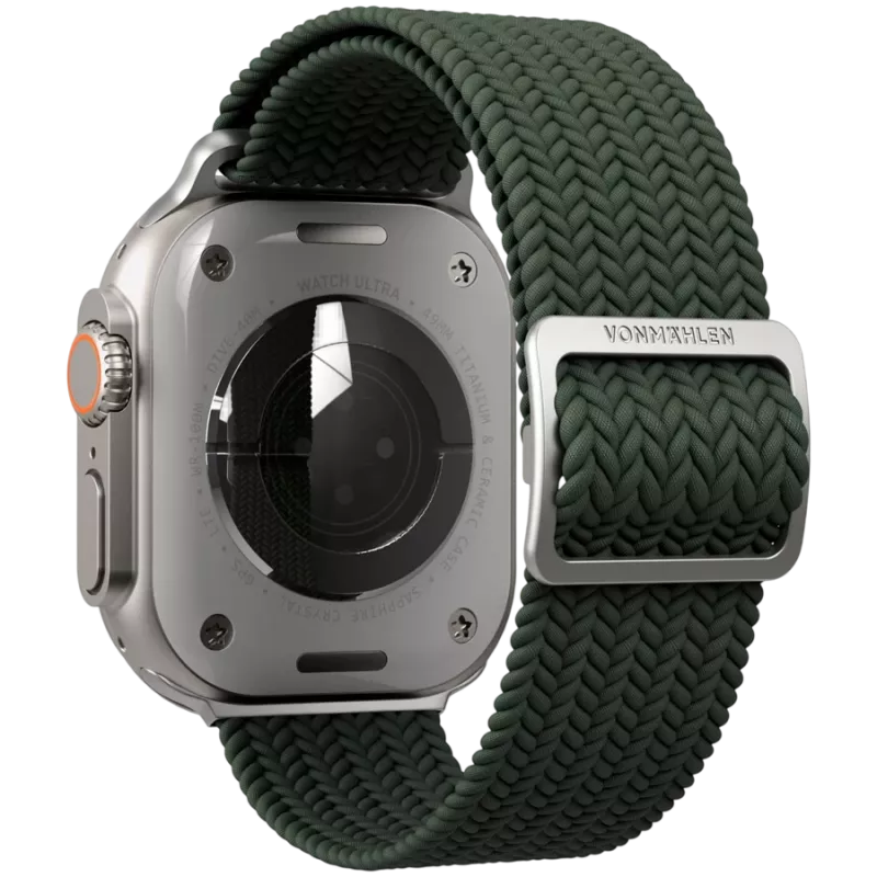 VONMÄHLEN Woven Loop Apple Watch 44/45/46/49mm, olīvu
