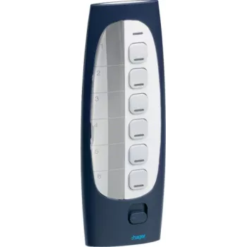 HAGER TU418 radio tālvadības pults ar 7 pogām, 433,92 MHz, rolling code, vārtiem un barjerām