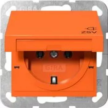 Gira SCHUKO kontaktligzda ar atlokāmu vāciņu, paaugstināta aizsardzība pret pieskārienu, oranža 4454109