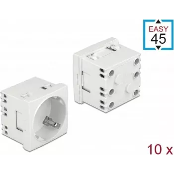 Delock Easy 45 Type F kontaktligzda ar aizsargvāciņu, balta RAL 9003, 16 A, 250 V, 10 gab. 81324