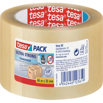 TESA ultra strong 66 m PVC caurspīdīga iepakojuma lente (57176)