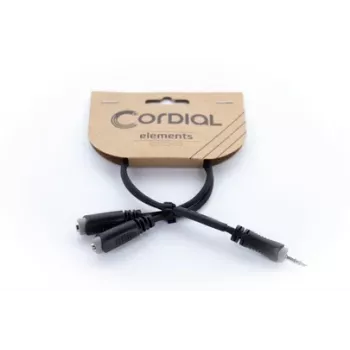 Cordial 14883 3,5 mm stereo Y-adaptera kabelis, 1x Jack vīrišķais uz 2x Jack sievišķie, 0,3 m, melns
