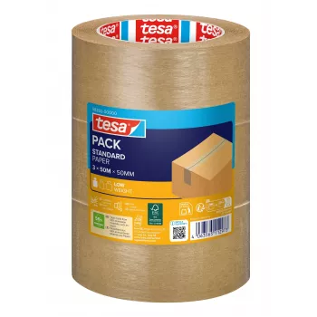 tesa STANDARD ecoLogo® 58292 iepakošanas lente, brūna, 50 m x 50 mm, 3 ruļļi