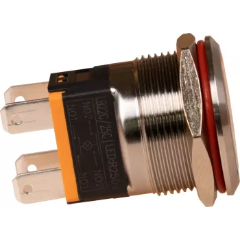 JOY-IT Button22C-02 fiksējošs spiedpogas slēdzis, sarkans, 240 V AC, 15 A, IP67, IK10, panelī montējams