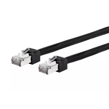 METZ CONNECT 13084U1500-E Cat.6 Ultraflex500 VoIP komutācijas kabelis RJ45 male to RJ45 male, AWG 26/7, PUR, melns, 1,5 m