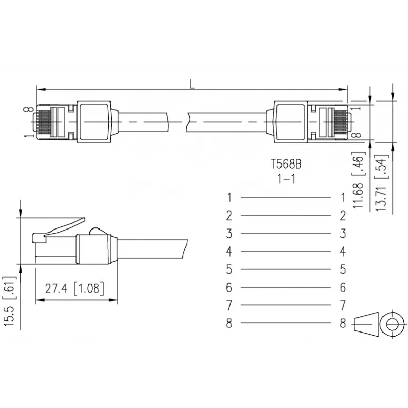METZ CONNECT 13084U1500-E Cat.6 Ultraflex500 VoIP komutācijas kabelis RJ45 male to RJ45 male, AWG 26/7, PUR, melns, 1,5 m