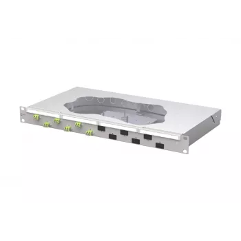METZ CONNECT optiskās šķiedras savienojumu paneļa ieliktnis 6xLC-D OM5 1U 19 inch statīva montāžai 1504587M06-F