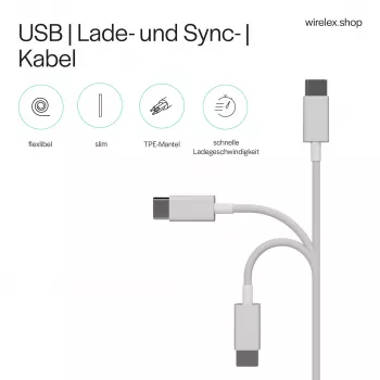 Flexline USB uzlādes un sinhronizācijas kabelis, USB-A uz USB-C, 2.0, ABS, balts, 0,5m (FL31-13040)