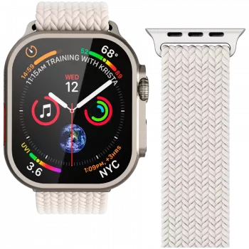 VONMÄHLEN Woven Loop Apple Watch siksnina 44mm, 45mm, 49mm - Cream