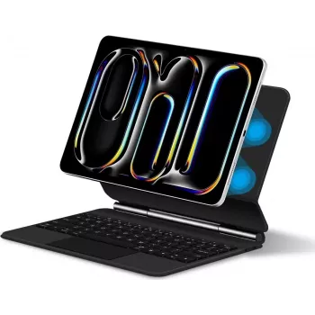 DIGISTOR HK ESR iPad Pro 13 inch (M4, 2024) klaviatūras futrālis ar regulējamu magnētisko statīvu, noņemamu aizsargpārsegu, Rebound 360 sērija, pelēks