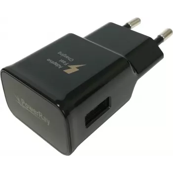 PowerRay PR-TA20EBE EU 2 kontaktu USB sienas lādētājs, 5V/2A, melns, bez iepakojuma