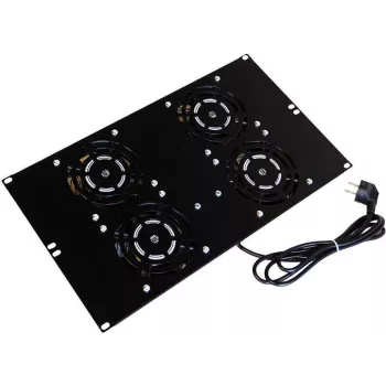 IT-BUDGET jumta ventilatora bloks SRK stāvskapjiem - 4 aktīvie ventilatori - 640 m³/h - termostats - slēdzis - melns (90ITB19SRKXFAN4S)