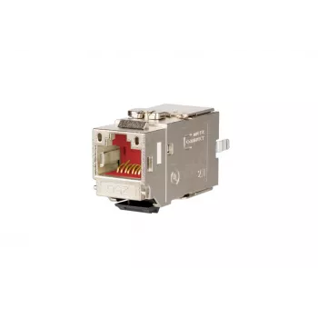 METZ CONNECT C6Amodul K 180° 25G Keystone modulis, ekranēts, Cat.6A, 25 Gigabit Ethernet, IDC bez instrumentiem, cinka die-cast, GHMT sertificēts 130B21-25-E
