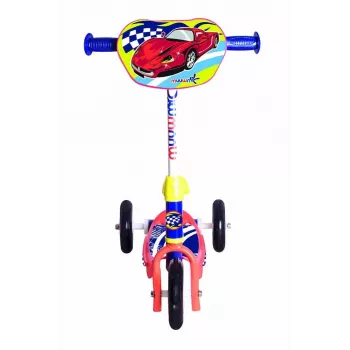 MUUWMI AU 506 KiddyScooter Racing 3 riteņu skrejritenis bērniem no 3 gadiem, zils/sarkans, LED apgaismoti priekšējie riteņi, regulējams stūres augstums 58-68 cm, maks. 20 kg