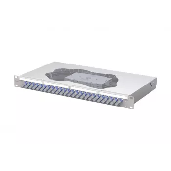 METZ CONNECT 24 portu SC-Duplex OS2 vienmoda optiskās šķiedras savienojumu panelis, 1U 19 inch statīva montāža, gaiši pelēks 150459E224-E