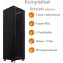IT-BUDGET 19 inch Server Rack SRK pilns komplekts 42U 600x600mm stikla/tērauda durvis, 4 aktīvie ventilatori, PDU, plaukti, izjaukts, melns 90ITB19SRK4266GS