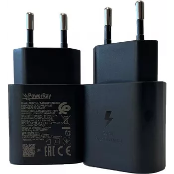 PowerRay PR-TA800EBE 18W USB-C PD sienas lādētājs, EU 2-pin, melns, bez iepakojuma