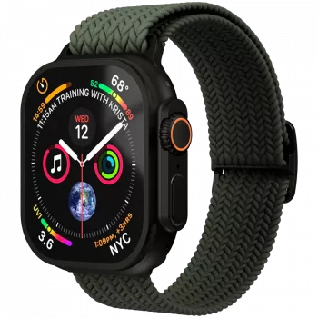VONMÄHLEN Woven Loop Apple Watch 40/41/42mm, olīvu melns