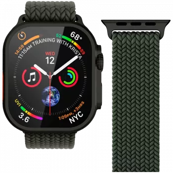 VONMÄHLEN Woven Loop Apple Watch 40/41/42mm, olīvu melns