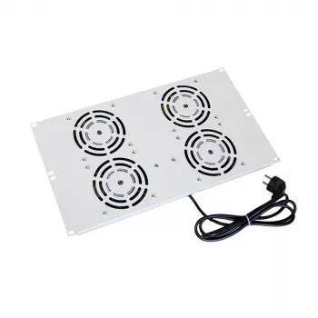 IT-BUDGET jumta ventilācijas bloks SRK stāvskapjiem - 4 aktīvie ventilatori - 640 m³/h - termostats - slēdzis - gaiši pelēks 90ITB19SRKXFAN4G